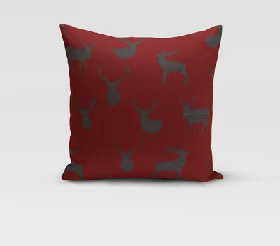 Produktbild von SCHÖNER LEBEN. Kissenhülle mit Hirschen rot grau verschiedene Größen Größe 80x80cm (HxB) 80x80cm (HxB) Größe