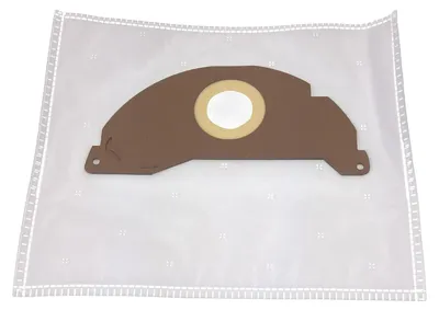 A vacuum cleaner bag is shown flat against a white background.