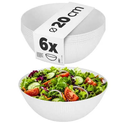 Produktbild von KADAX Salatschüssel 20 cm, 6er Set, weiße Schüssel aus Opalglas, ideal als Müslischalen, Suppenschalen, Salatschalen, Dessertschalen oder Servierschalen (Weiß)