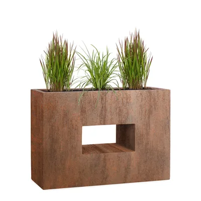 Produktbild von PFLANZWERK® Hochbeet Pflanzkübel VISTA 75cm ROST Premium Blumenkübel Fiberglas Lotus-Effekt Fiberglas - Frostbeständig - Handgefertigt -