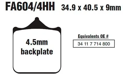 Produktbild von EBC Brakes Bremsbeläge Satz Bremsklötze FA604/4HH