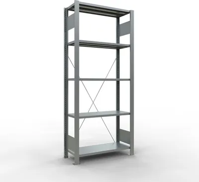 Produktbild von Schulte Büro-Fachbodenregal MULTIplus85 Stecksystem ohne Anschlagleiste | Grundregal | Fachlast 85kg | HxBxT 180x75x30cm | 5 Ebenen | Einseitig nutzbar | Verzinkt