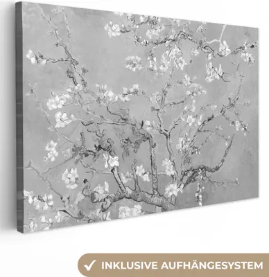 Produktbild von MuchoWow® - Leinwandbilder - Mandelblüte - Kunst - Van Gogh - Grau, Wandbild, Wanddeko Bilder Wohnzimmer, 30x20 cm