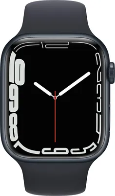 Produktbild von Apple Watch Series 7 GPS 45 mm Aluminium in Mitternachtsschwarz mit Sportarmband in Mitternachtsschwarz MKN53TY/A
