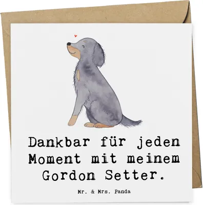 Produktbild von Mr. & Mrs. Panda Grußkarte Gordon Setter Moment - Weiß - Geschenk, Jagdhund, faltkarte, Shetter, anlasskarte, Glückwunschkarte, doppelkarte, Klappkarte