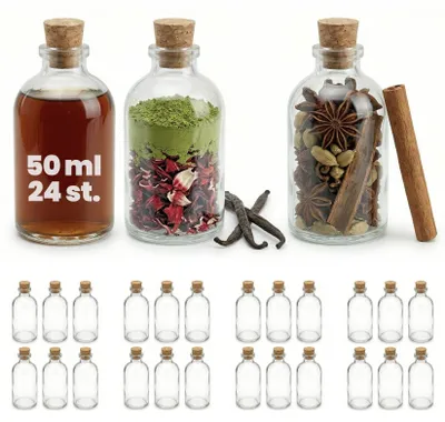 Productafbeelding van Set van 24 Mini Glazen Flessen met Kurken