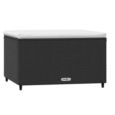 Produktbild von Gartenhocker mit Kissen Schwarz Poly Rattan