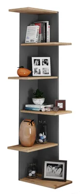 Immagine prodotto di Scaffale in legno appeso | Scaffale salvaspazio | Dimensioni: H. 140 x W. 37 x D. 37 cm | Elegante mensola appesa | Scaffale portaoggetti | Libreria | Mensola da parete - Balos XL
