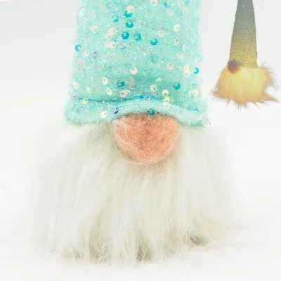 Image de Père Noël LED 25 cm - Figurine lumineuse décorative en bleu clair