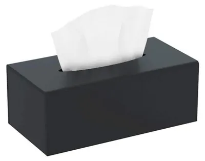 Zdjęcie produktu dla Pojemnik na chusteczki higieniczne, obudowa z akrylu, czarny, wymiary: 25x13x9 cm, do użytku w domu, biurze, restauracji