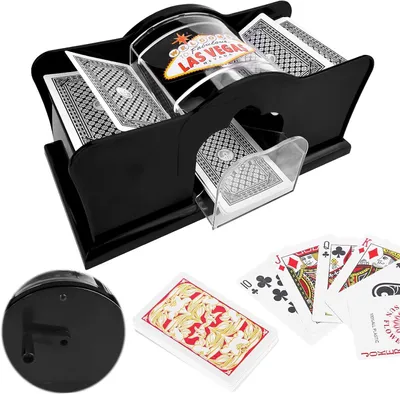 Zdjęcie produktu dla Maszyna do tasowania kart - Tasowacz kart - Gry karciane - Ręczny - 23 x 11 x 11 cm - Czarny