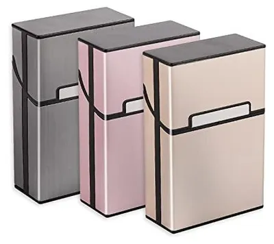 Produktbild von 3 Stück Zigarettenetui,Zigarettenbox Metall mit Magnetverschluss,Zigarettenetui aus Aluminium,Verstärktem Kunststoffgehäuse & Einrast Funktion Für 20er Standard Schachteln,Zigaretten Kasten roségold