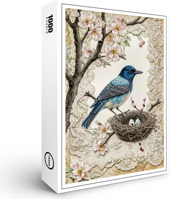 Produktbild von raxxa Premium-Puzzle "Bluebird in Blossoms", 1000 Teile