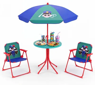 Produktbild von KOMFOTTEU 4 TLG. Kindersitzgruppe mit höhenverstellbarem Sonnenschirm