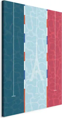 Produktbild von Italienischer Leinwand Leinwandbild - Graphic Illustration of a Swimming Pool Against the Backdrop of the French Flag 80x120 cm Abstrakt i-C-10077-b-a