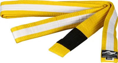 Produktbild von Bjj Kindergürtel gelb mit weißem Streifen : 240 Gürtellänge: 240