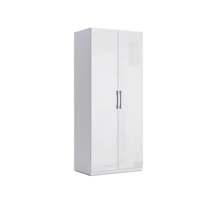 Produktbild von 2-türiger Kleiderschrank Hochglanz Weiß, ohne Spiegel, 900×2110×550 mm