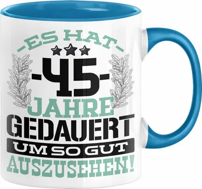 Produktbild von 45. Geburtstag Lustig Geschenk Männer Frauen Geschenkidee zum 45er Mann Frau Es Hat 45 Jahre Gedauert Um So Gut Auszusehen Mutter Vater (Blau)