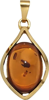 Produktbild von Anhänger echter Bernstein orange-braun 375 Gold Gelbgold Halsschmuck