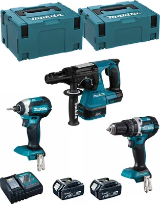 Produktbild von MAKITA Kit MK307RTJ (DHR243 + DHP484 + DTD153 + 2 x 5,0 Ah + DC18RC + MAKPAC 2 + MAKPAC 3)