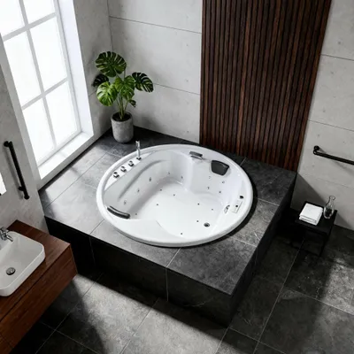 Produktbild von Caribia LUXUS Whirlpool Badewanne Vidal-XXL Premium / 186x186 Eckig - 28 Massagedüsen, Wasserfall, 2x große LED, Bluetooth & Radio und Touchpanel