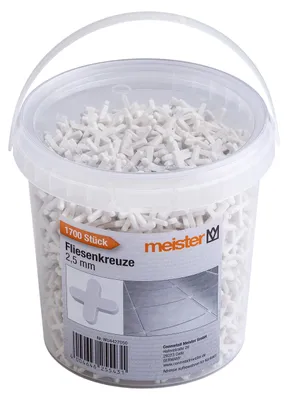 Immagine prodotto di Meister Fliesenkreuze da 2,5 mm – 1700 pezzi – bianchi – distanziatori per fughe