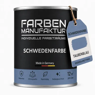 Produktbild von Schwedenfarbe Holzfarbe Holzlack Holzschutz Wetterschutzfarbe deckend  2L - taubenblau