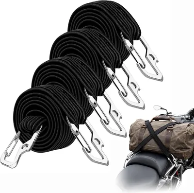Produktbild von 4 Stück Spanngummis mit Haken, 100 cm flache Gepäckspanner, Schwarz