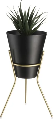 Produktbild von Blumenständer Metall mit Abdeckung, Loft, Gold Schwarz, Blumentopf, 24 cm