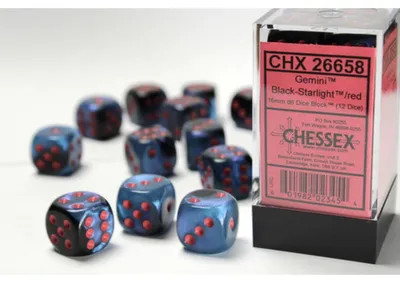 Produktbild von Chessex Gemini W6x12 Black-Starlight/Red