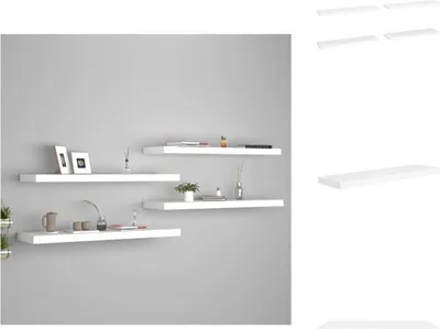 Image de vidaXL Étagères flottantes 4 pcs. Blanc 90x23,5x3,8 cm MDF - Étagères murales