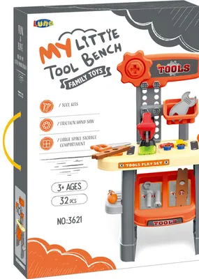 Produktbild von Luna Kinder Werkbank mit Zubehör Werkzeugbank Heimwerker Handwerker Werkzeug +3J