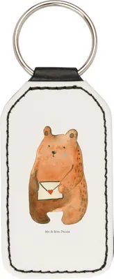 Produktbild von Mr. & Mrs. Panda Schlüsselanhänger Bär Liebesbrief - Weiß - Geschenk, Mit Spruch, Freund, Sehnsucht, Teddy, schlüsselbund anhänger, kunstleder, Taschenanhänger, Partner