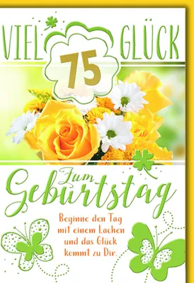 Produktbild von A 75. Geburtstag Glückwunschkarte mit Briefumschlag Bunter Blumenstrauß
