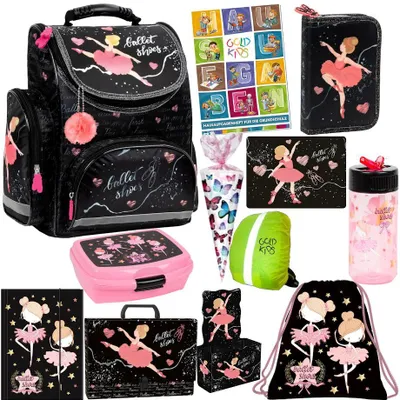 Produktbild von Schulranzen XXL Set 12er Ballerina Tänzerin Schulranzen ergonomischer Turnbeutel Brotdose Trinkflasche Gummizugmappe Aufgabenheft für die Grundschule