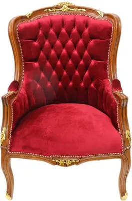 Produktbild von Casa Padrino Barock Lounge Sessel  Mahagoni Braun / Bordeaux 70 cm x 60 cm x H. 105cm - Massivholz
