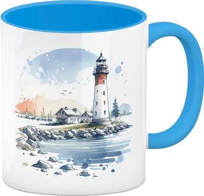 Produktbild von Leuchtturm Kaffeebecher in hellblau