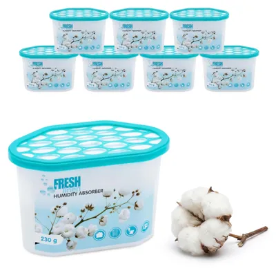 Productafbeelding van 1.07 Luchtontvochtiger met "Frisse Linnen" geur - 8 stuks, elk met 230g korrels - Luchtontvochtiger, geur van frisse was (2 x 4-pack)