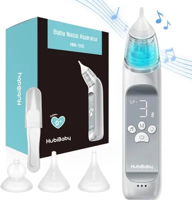 Produktbild von Nasensauger für Babys mit 3 Silikonaufsätzen, einstellbarer Saugstärke, beruhigender Musik- und Lichtfunktion