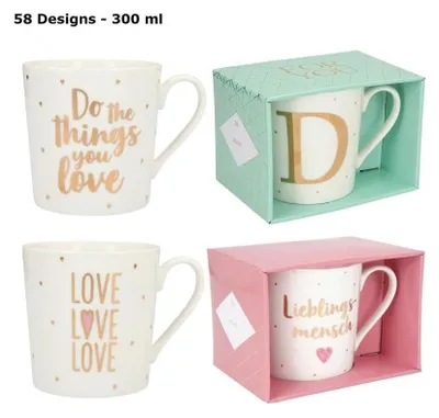 Produktbild von Depesche Porzellan Becher mit Sprüchen und Buchstaben
