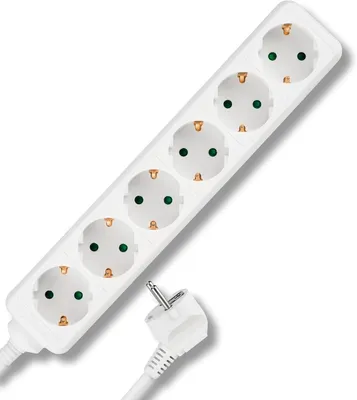 Obrázek produktu pro REV 0512388555 – Rozbočovač zásuvek – Více zásuvek, 6 zásuvek – Kabel 3 m – Maximální výkon: 3500 W – Bílá barva
