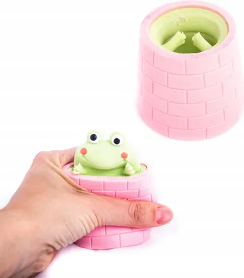 Produktbild von Frosch im Becher Anti-Stress-Spielzeug - Lustiger Knautschball zum Drücken 6,5cm Bunt
