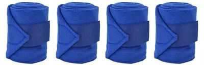 Pferdebeinbandagen 4 Stück, Polarfleece, Klettverschluss, Blau