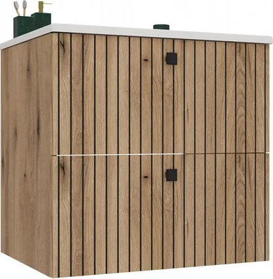 Immagine prodotto di Mobile bagno sospeso TIGO 60 con lavabo da appoggio - Evoke Oak | Colore: rovere evoke | Dimensioni: 60x47x59