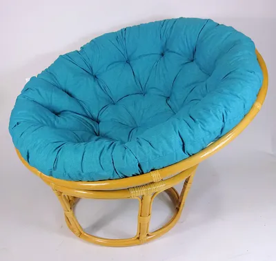 Produktbild von Rattan Papasansessel , Papasan Durchmesser 110 cm, Fb. Honig, Polster Uni Living 454 türkis