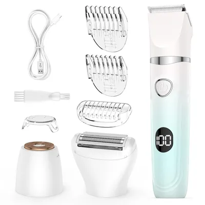 Produktbild von 3-in-1 Elektrischer Damenrasierer & Bikini Trimmer, Wet/Dry Intimrasierer Wasserdicht, Sanfte Rasur für Körper Beine und empfindliche Haut