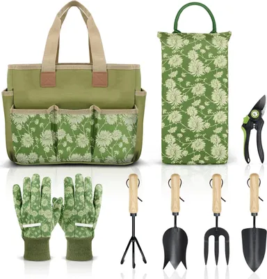 Produktbild von Gartenwerkzeug-Set mit Holzgriff, ideal für Gärtnern
