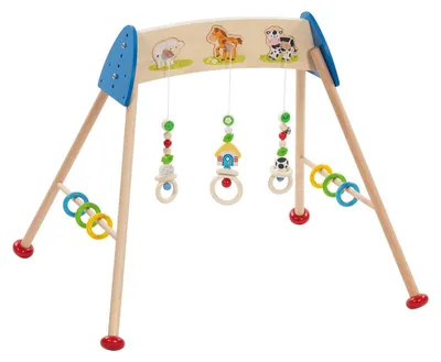 Produktbild von Goki Holz-Baby-Spielmatte „Bauernhoftiere“ mit Geräuschen