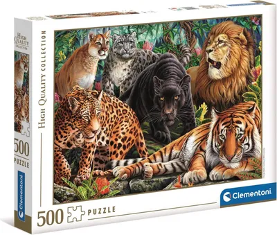 Zdjęcie produktu dla Clementoni Puzzle 500 El. Hq Wild Cats - Dzikie Koty, Puzzle Dla Dorosłych