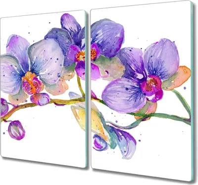 Produktbild von Coloray Hackbrett Küchenbrett Kochplattenabdeckung Schneidebrett Herdabdeckplatte 2x30x52 cm - Gemälde Blumenzweig